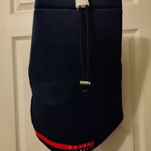 Prada Luna Rossa Drawstring Sling Sailing Shoulder Bucket Bag Navy-NEW